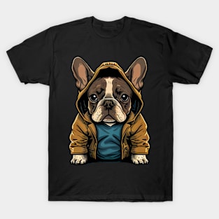 Frenchie Wearing a Hoodie T-Shirt